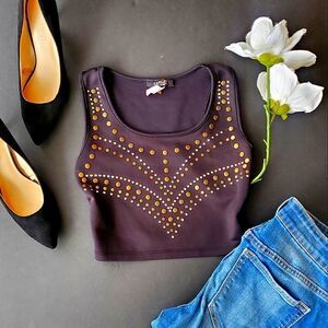 Cantata Black Studded Crop Top